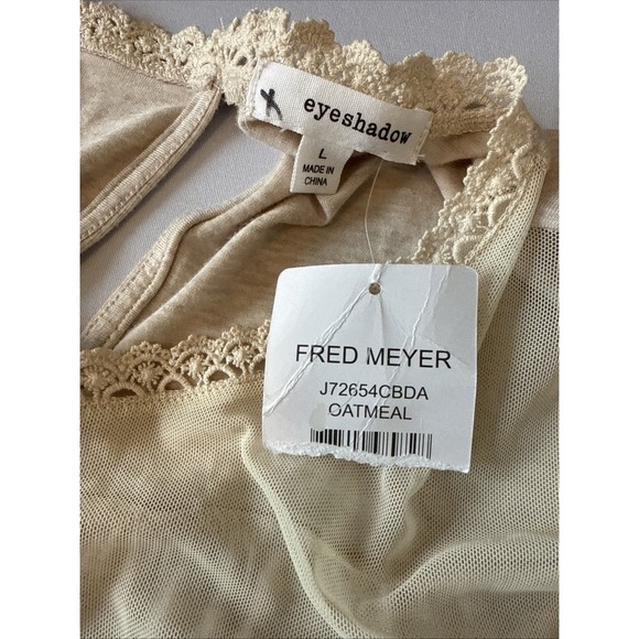 NWT Romantic Boho Sheer Mesh Crochet Lace Long Sleeve Blouse L Renaissance Fairy - Picture 7 of 11